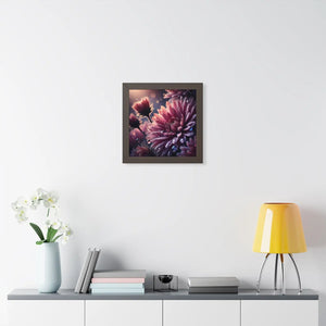 Chrysanthemum with dew drops framed vertical poster - posters