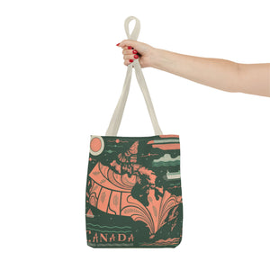 Canada Map, 100% Polyester, black cotton handles, AOP Tote Bag