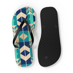 Geometric teal and navy flip flops - slippers