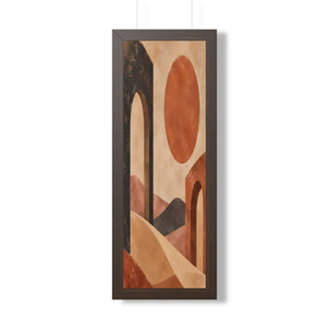 Framed Vertical Poster — Desert Arch Abstract Print (Warm Terracotta Sun)