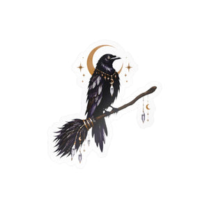 Mystical raven moon kiss-cut vinyl decal - home decor decals