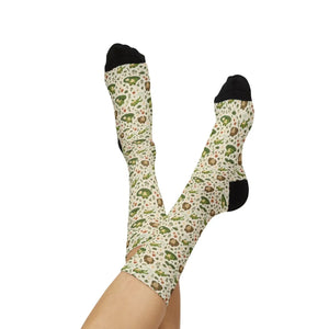 Frog and toad Pattern Sublimation Socks — Cute Woodland Animal Crew Socks