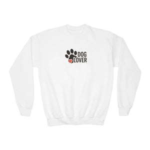 Youth 'Dog Lover' Crewneck Sweatshirt - Paw Print Heart Design