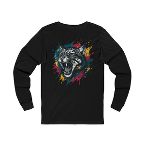Wild cat with paint, Unisex Jersey Long Sleeve Tee