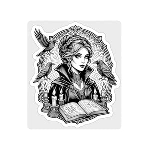 Tall narrow cut shape of the DipaliZ standing witch vinyl sticker