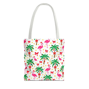 Tote Bag — Tropical Flamingo Palm Print Beach Tote