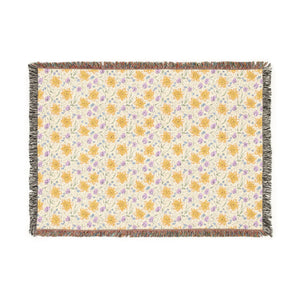 Floral Mosaic Woven Blanket – Cotton Throw - Dipaliz