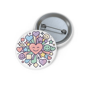 Happy Hearts Pastel Pin Button — Cute Smiley Badge for Jackets, Bags & Gifts