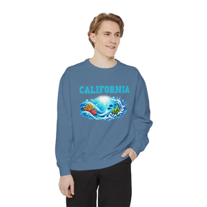 Personalized, California Surfwave Sweatshirt — Vintage Coastal Crewneck