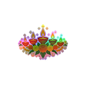 Diwali floral diyas kiss-cut vinyl decal - home decor decals