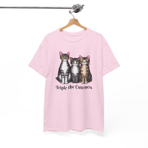 Three Cats, Triple the cuteness, Unisex Heavy Cotton Tee