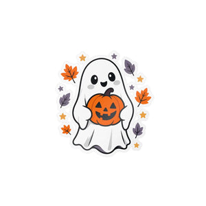 Cute ghost pumpkin halloween kiss-cut vinyl decal - home decor decals