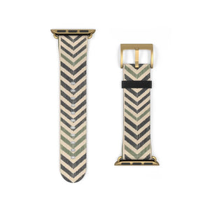 Chevron Pattern Watch Band — Neutral Geometric Apple Watch Strap