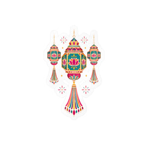 Colorful diwali lantern kiss-cut vinyl decal - home decor decals