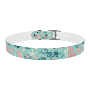 Sea Life Dog Collar — Aqua Fish & Coral Pattern for Pets