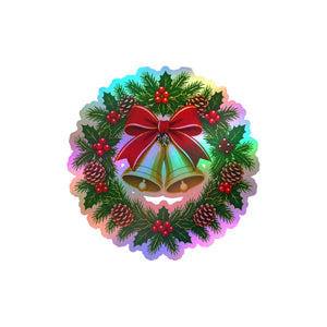 Christmas bell wreath kiss-cut vinyl decal - home decor decals