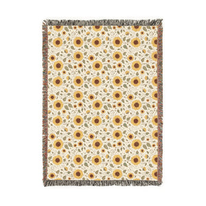 Sunflower & Midnight Floral Woven Throw Blanket