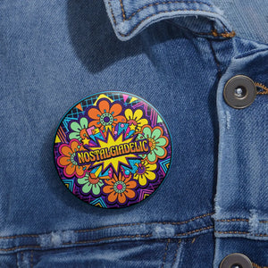 Nostalgic Psychedelic Pin Button — Retro Floral 60s/70s Vibe