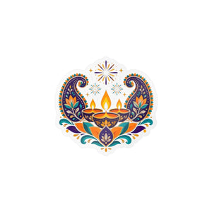 Diwali lotus paisley diyas kiss-cut vinyl decal - home decor decals