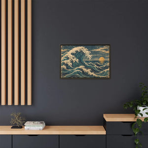 Framed canvas wall art vintage japanese great wave ocean print - printable