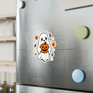 Cute ghost pumpkin halloween kiss-cut vinyl decal - home decor decals