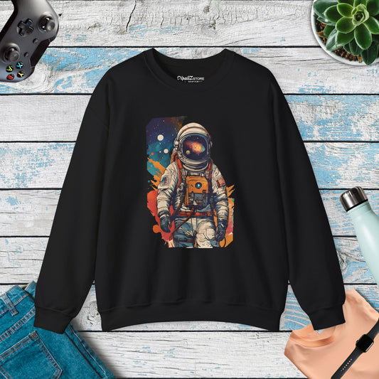 Astronaut with spacesuit with paint splash, Unisex Heavy Blend Crewneck Sweatshirt