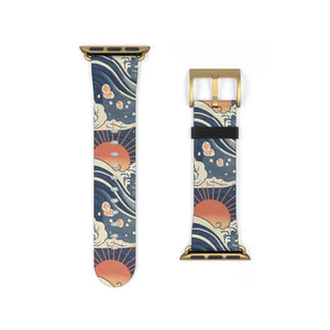 Sunrise wave watch band, japanese pattern apple strap - bands