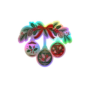 Christmas ornament wreath kiss-cut vinyl decal - home decor decals
