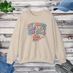 My brain has left the chat sweatshirt | mental health humor retro wavy text - sweatshirts
