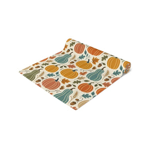 Autumn Pumpkins Table Runner — Fall Harvest Thanksgiving Kitchen Decor