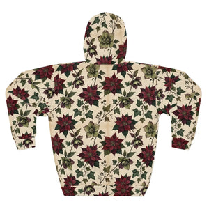 Poinsettia All-Over Print Hoodie — Festive Floral Christmas Pullover