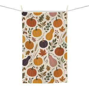 DipaliZ pumpkin tea towel hanging from an oven handle