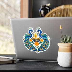 Peacock diya kiss-cut vinyl decal - home decor decals