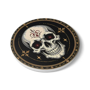 Skull Crest Ceramic Coaster — Gothic Skull Drink Coaster