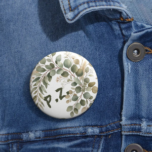Pin Button — Personalized Greenery Initials Floral Badge