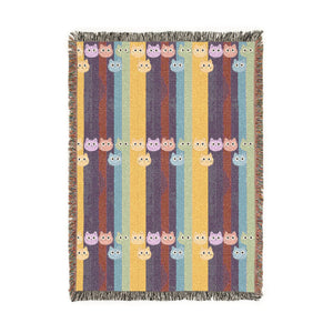 Woven Throw Blanket — Colorblock Striped Pattern Cozy Home Decor