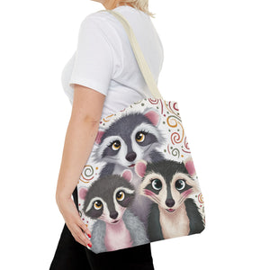 Three Racoons, All Over Print Tote Bag