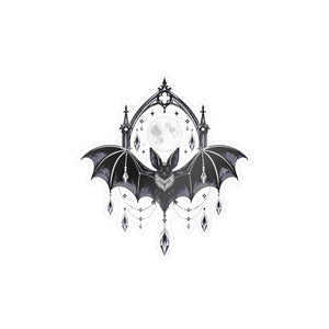 Gothic bat moon kiss-cut vinyl decal - home decor decals