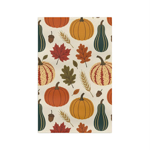 DipaliZ autumn harvest tea towel in muted orange, mustard and forest green