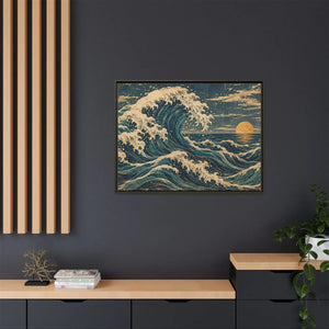 Framed canvas wall art vintage japanese great wave ocean print - printable