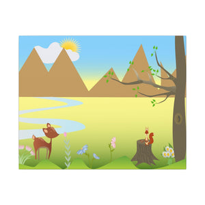 A scenery with a Squirrel and a Deer , Matte Canvas, Stretched, 0.75"