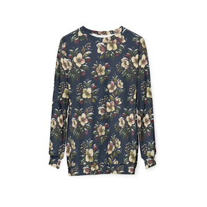 Floral All-Over Print Sweatshirt — Vintage Navy Blossom Pattern