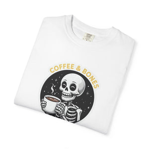 T-Shirt — "Coffee & Bones" Skeleton Coffee Graphic Tee