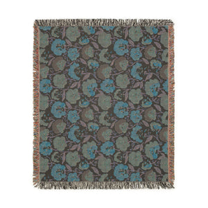 Floral Woven Blanket — Retro Rose Pattern Throw for Cozy Home Decor
