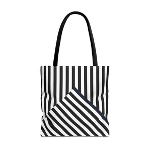 Black striped, AOP Tote Bag