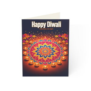 Personalized, Diwali Greeting Card – 'Happy Diwali' Rangoli & Diyas (Single or Bulk Pack)