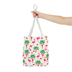 Tote Bag — Tropical Flamingo Palm Print Beach Tote
