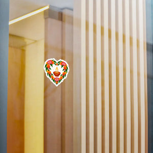 Heart-shaped diya and marigold floral vinyl decal - home decor decals