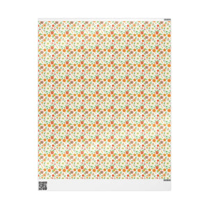 Floral watercolor wrapping paper roll, orange & peach garden gift wrap