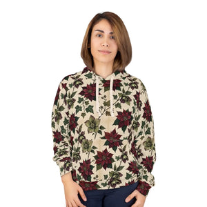 Poinsettia All-Over Print Hoodie — Festive Floral Christmas Pullover